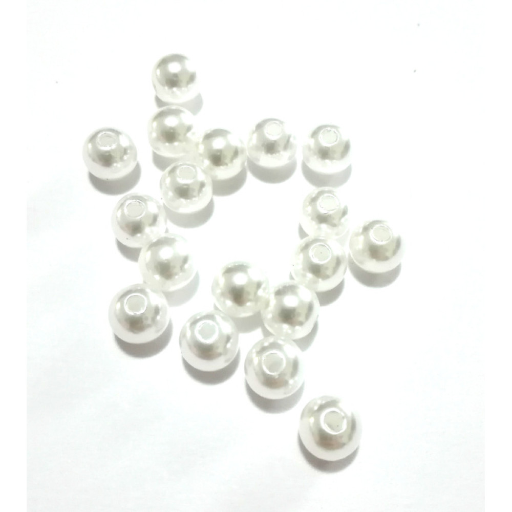 White Plastic Pearl - Diameter 8 mm